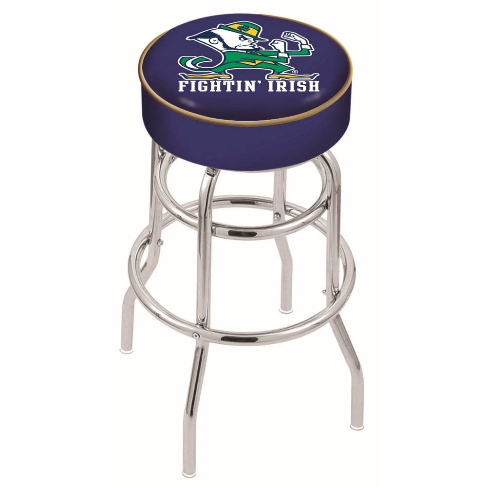 inch Notre Dame Leprechaun Chrome 2-Ring Base Swivel Bar Stool