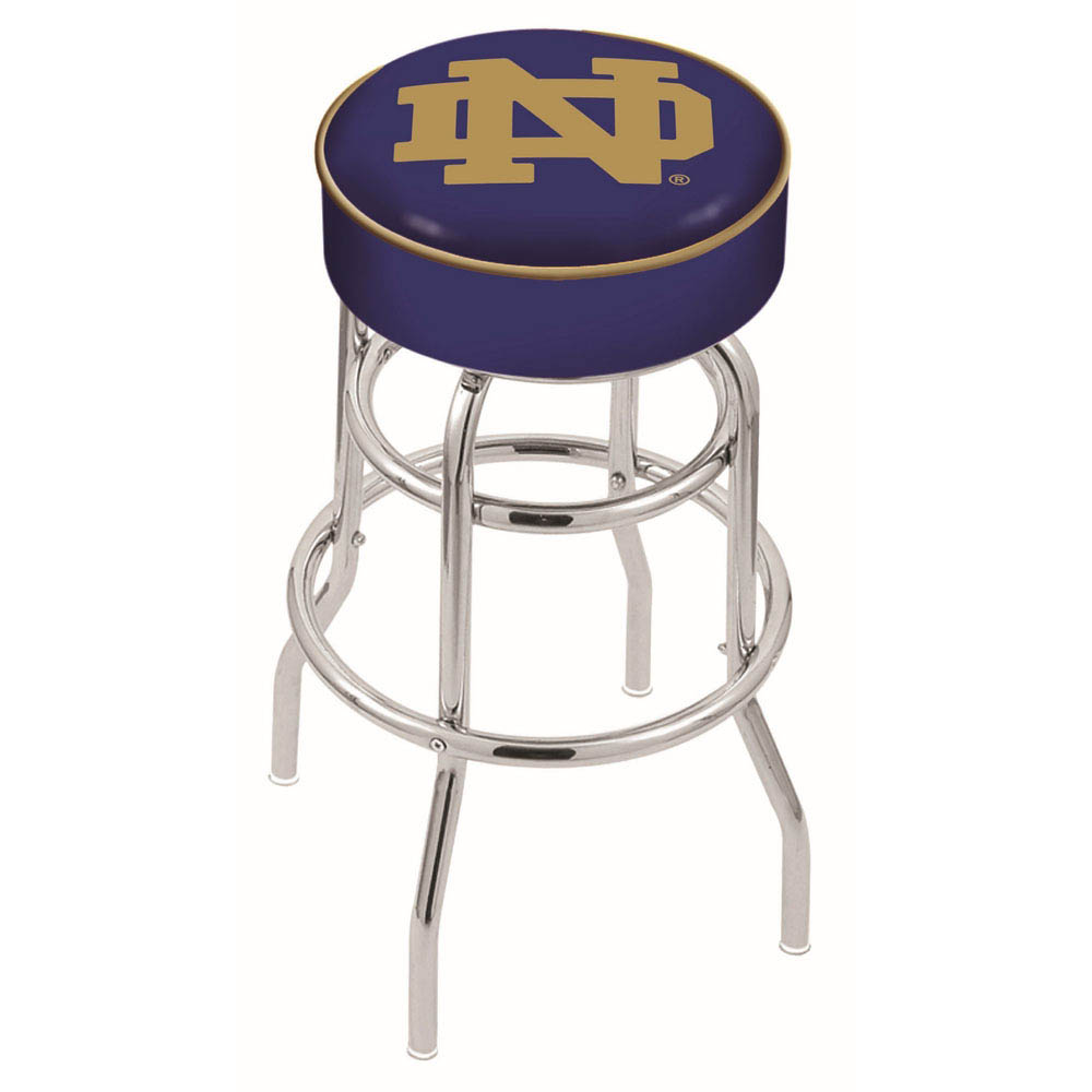 inch Notre Dame Chrome 2-Ring Base Swivel Bar Stool