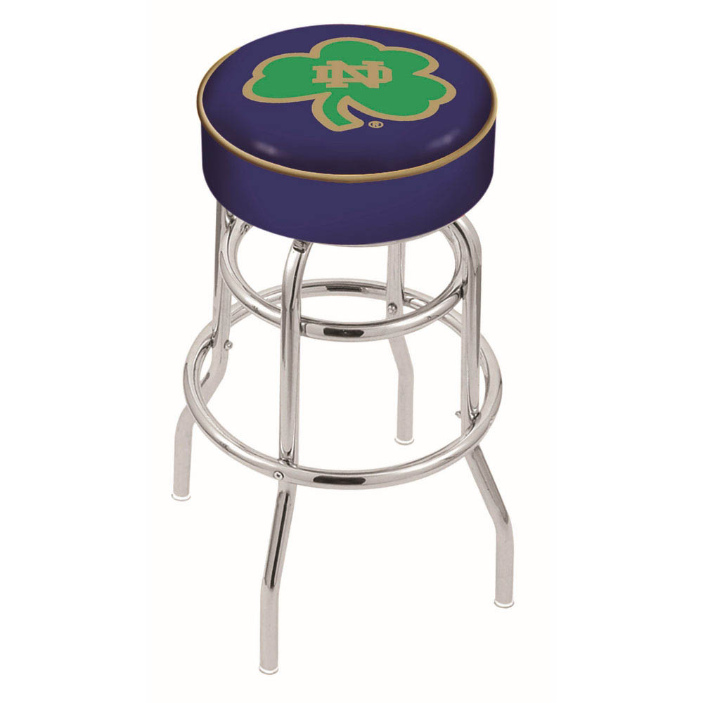 inch Notre Dame Shamrock Chrome 2-Ring Base Swivel Bar Stool