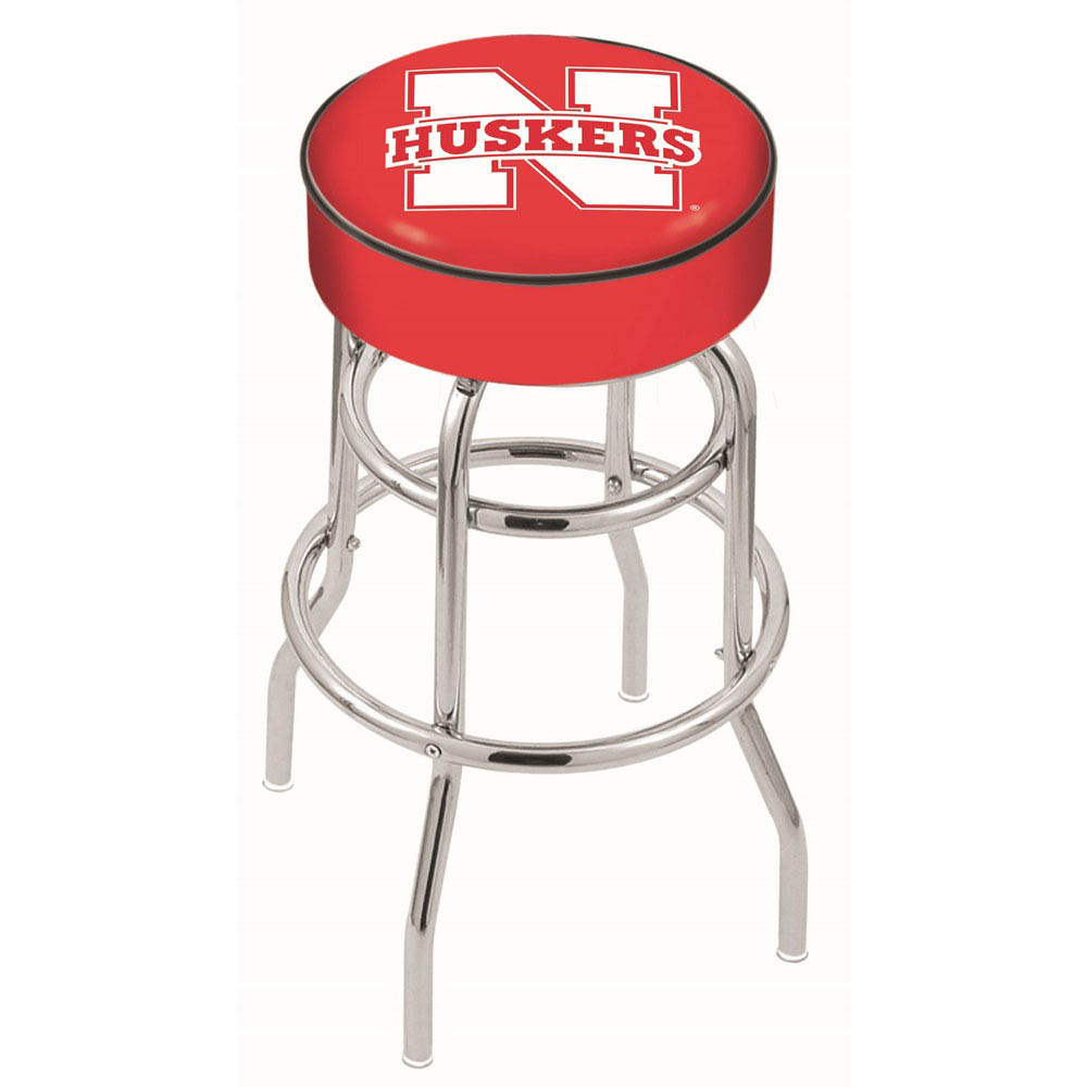 inch Nebraska Chrome 2-Ring Base Swivel Bar Stool
