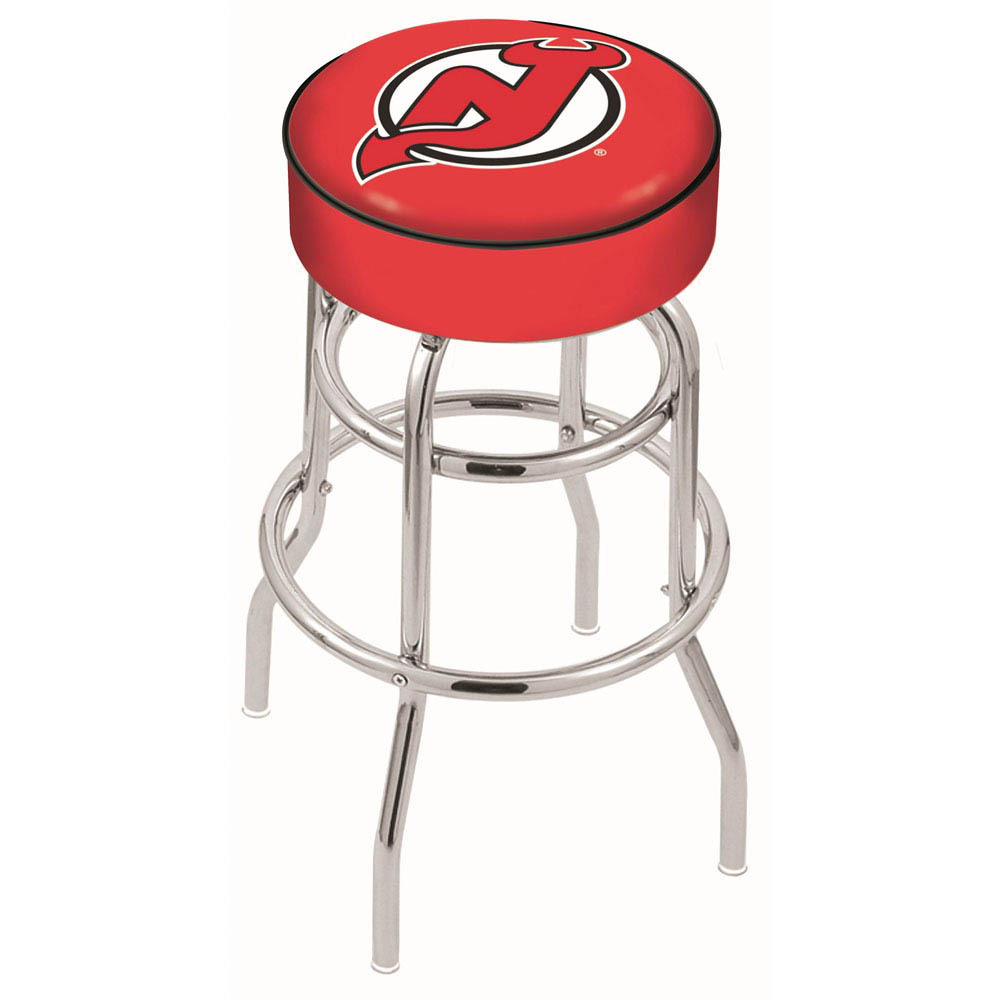 inch New Jersey Devils Chrome 2-Ring Base Swivel Bar Stool