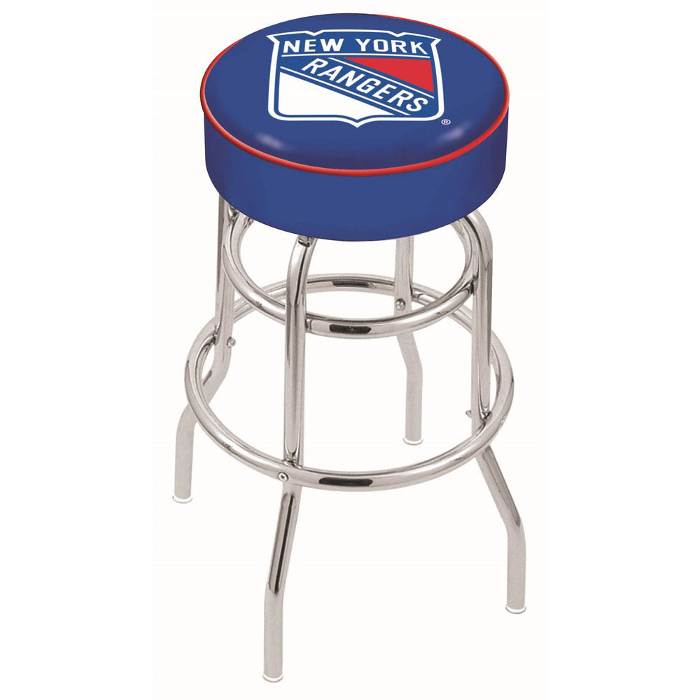 inch New York Rangers Chrome 2-Ring Base Swivel Bar Stool