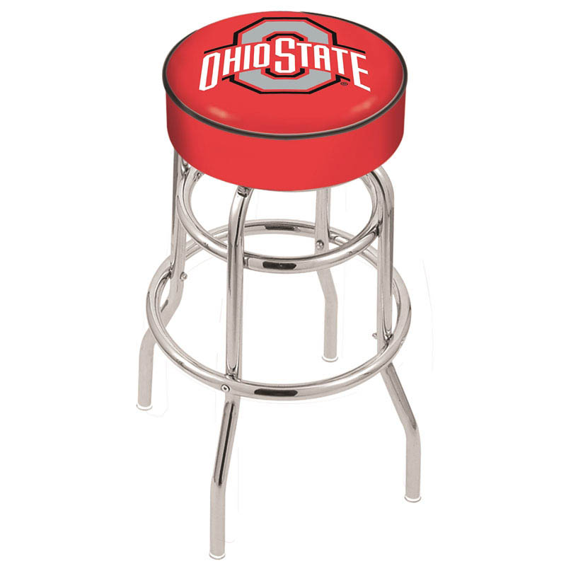 inch Ohio State Chrome 2-Ring Base Swivel Bar Stool