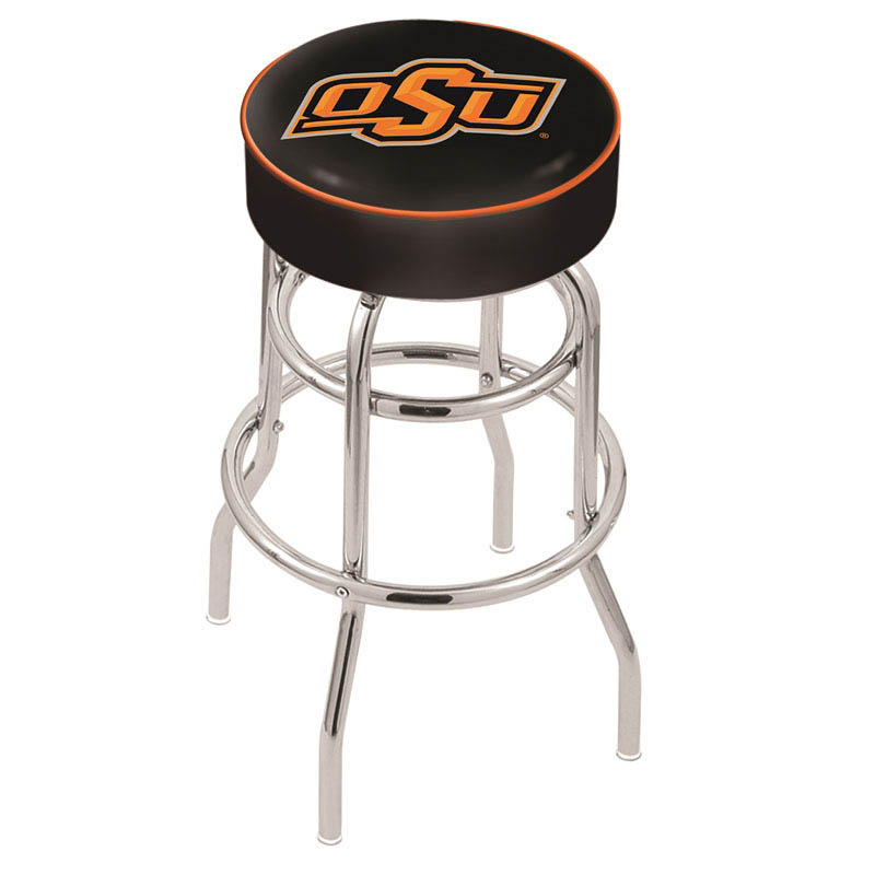 inch Oklahoma State Chrome 2-Ring Base Swivel Bar Stool