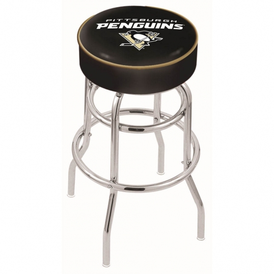 30 inch Pittsburgh Penguins 2-Ring Swivel Counter Stool w/ Chrome Base