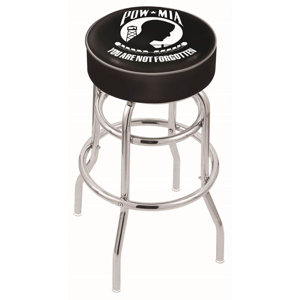 inch POW/MIA Chrome 2-Ring Base Swivel Bar Stool