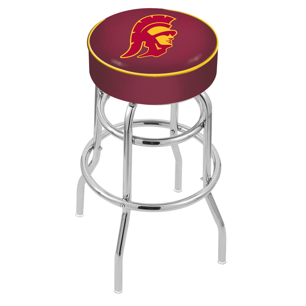 inch USC Trojans Chrome 2-Ring Base Swivel Bar Stool