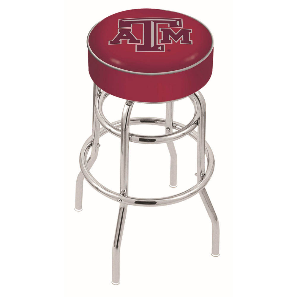inch Texas A&M Chrome 2-Ring Base Swivel Bar Stool