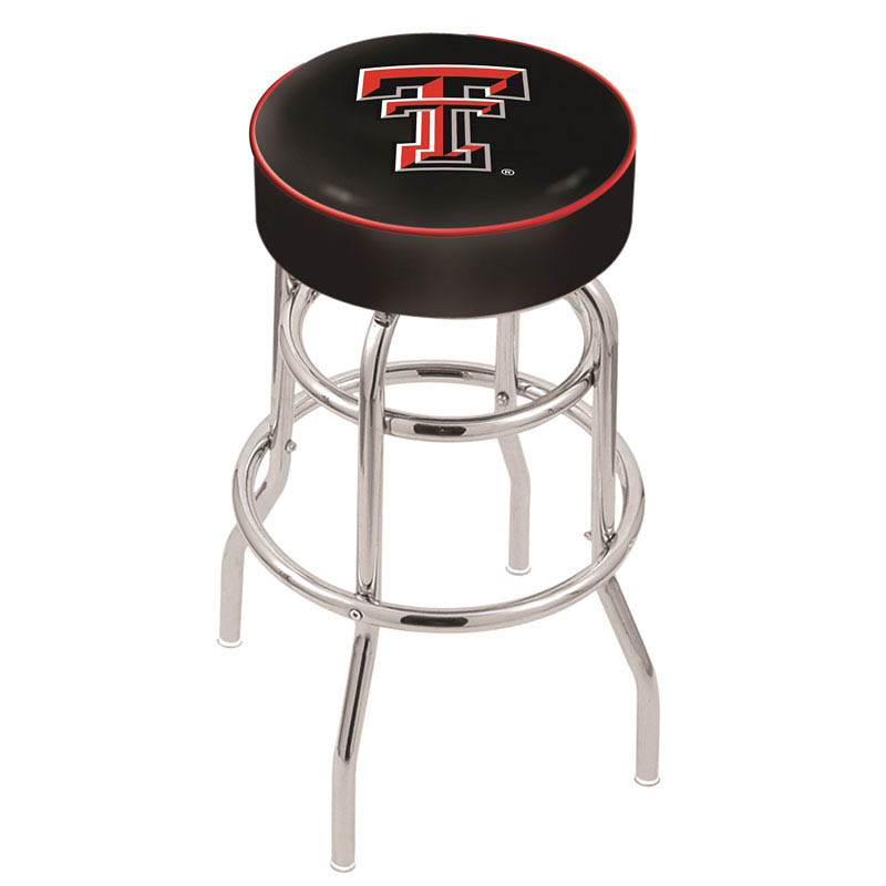 inch Texas Tech Chrome 2-Ring Base Swivel Bar Stool