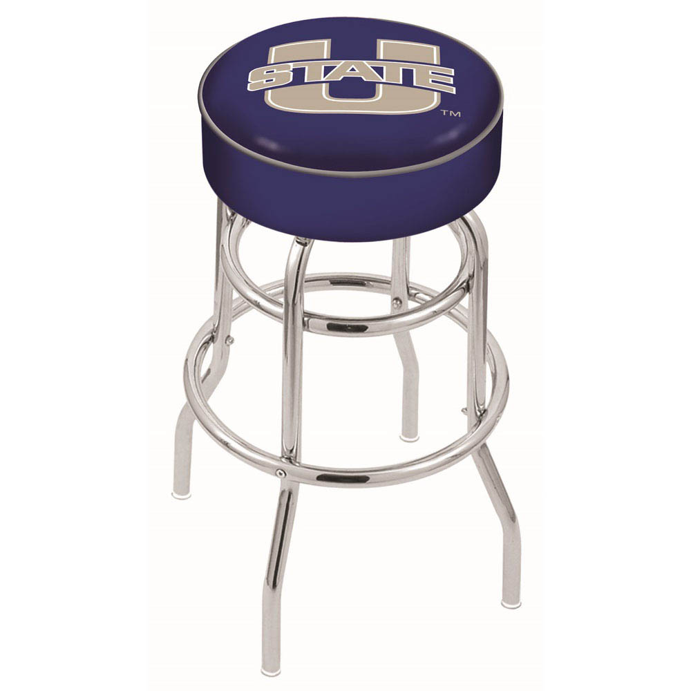 inch Utah State Chrome 2-Ring Base Swivel Bar Stool