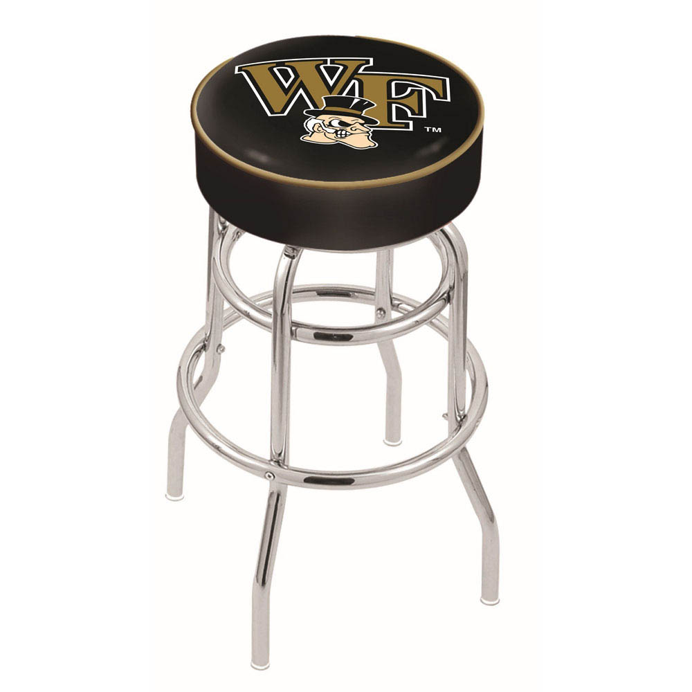 inch Wake Forest Chrome 2-Ring Base Swivel Bar Stool