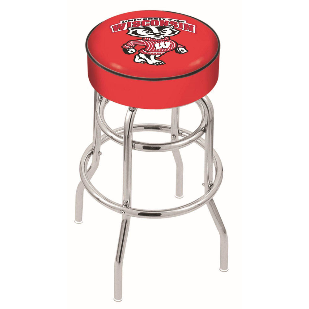 inch Wisconsin Badger Chrome 2-Ring Base Swivel Bar Stool