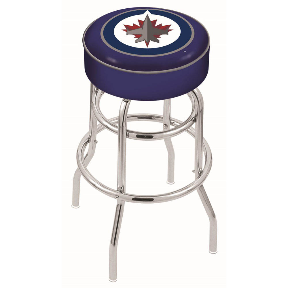 inch Winnipeg Jets Chrome 2-Ring Base Swivel Bar Stool