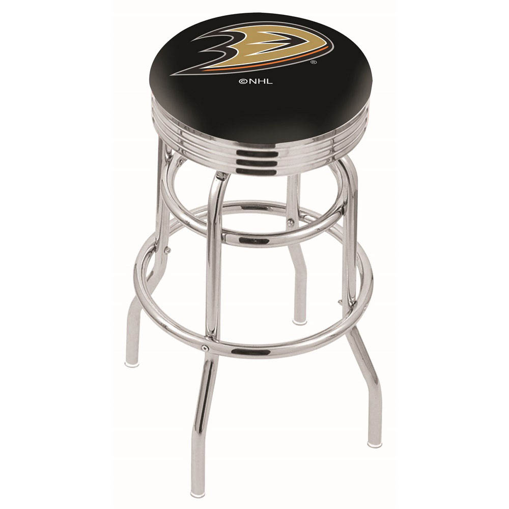 L7C3 - inch Chrome 2-Ring Anaheim Ducks Swivel Bar Stool
