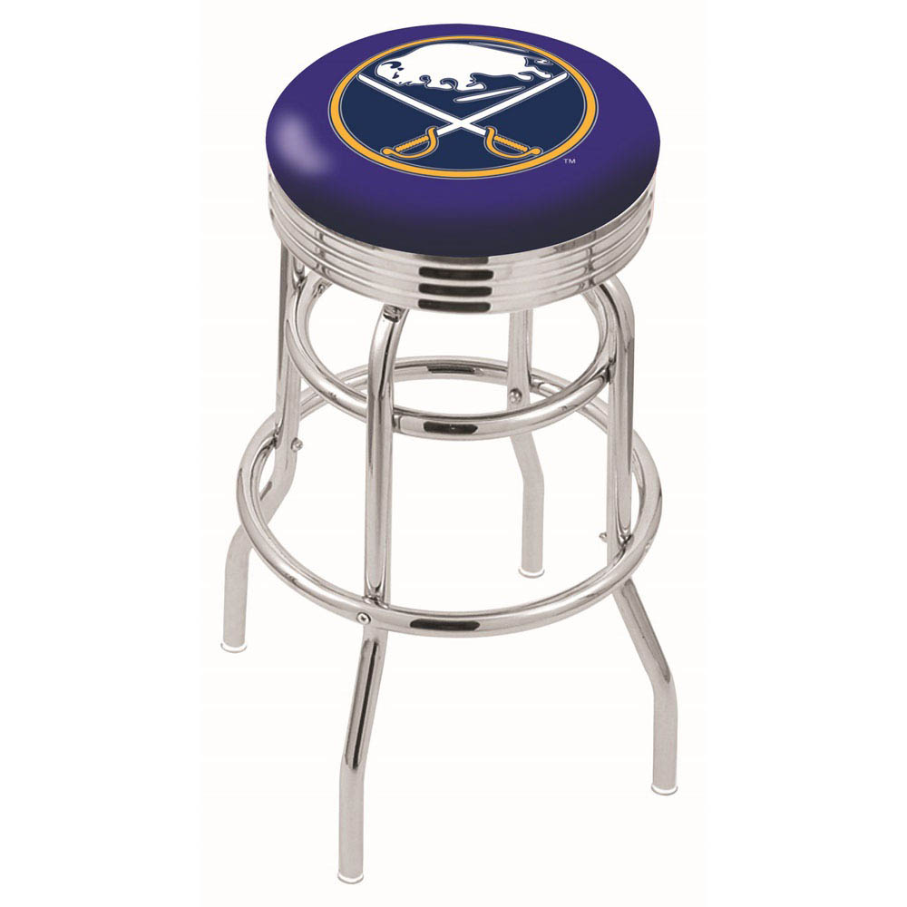 L7C3 - inch Chrome 2-Ring Buffalo Sabres Swivel Bar Stool