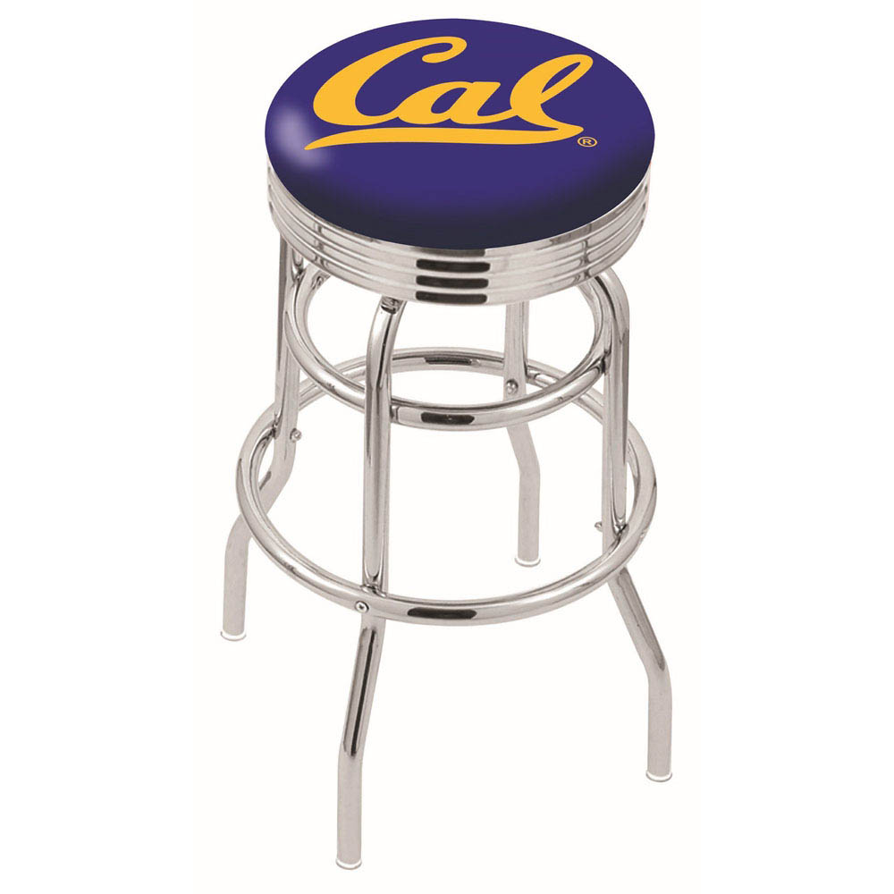 L7C3 - 25 inch Chrome 2-Ring Cal Swivel Bar Stool