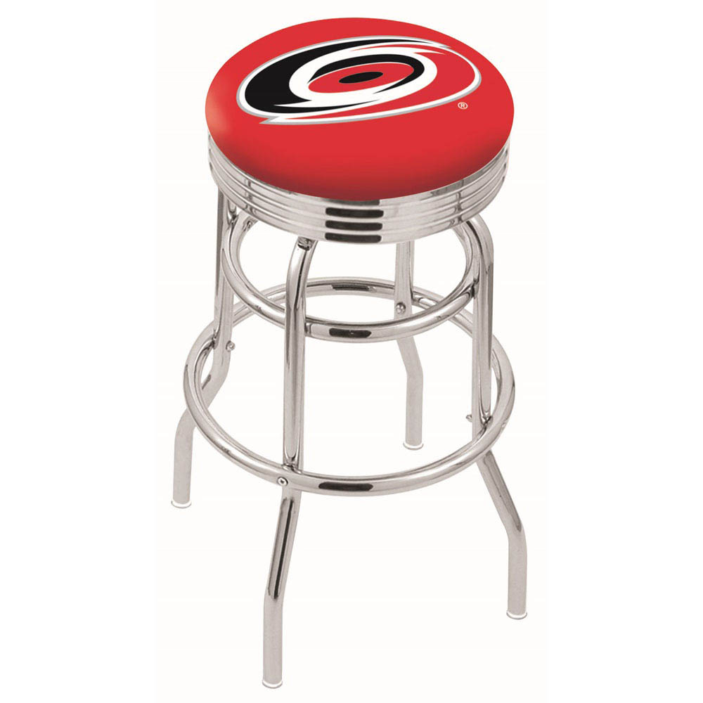 L7C3 - inch Chrome 2-Ring Carolina Hurricanes Swivel Bar Stool