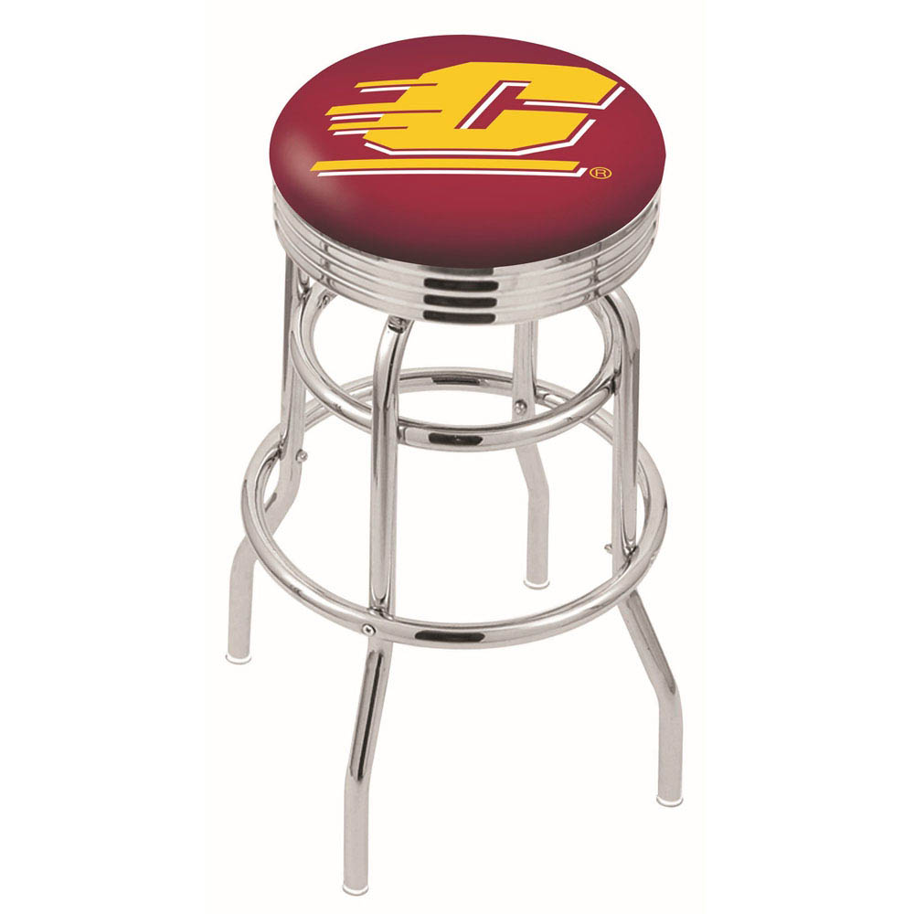 L7C3 - inch Chrome 2-Ring Central Michigan Swivel Bar Stool