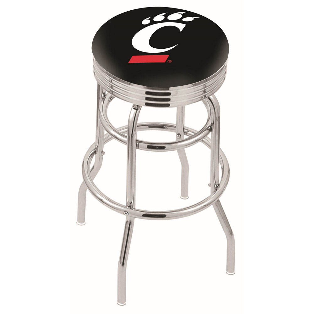 L7C3 - inch Chrome 2-Ring Cincinnati Swivel Bar Stool