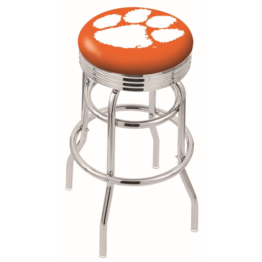 L7C3 - inch Chrome 2-Ring Clemson Swivel Bar Stool