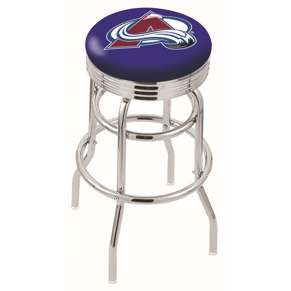 L7C3 - inch Chrome 2-Ring Colorado Avalanche Swivel Bar Stool