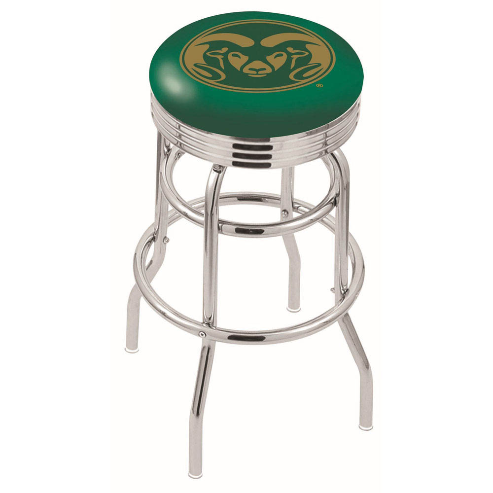 L7C3 - inch Chrome 2-Ring Colorado State Swivel Bar Stool