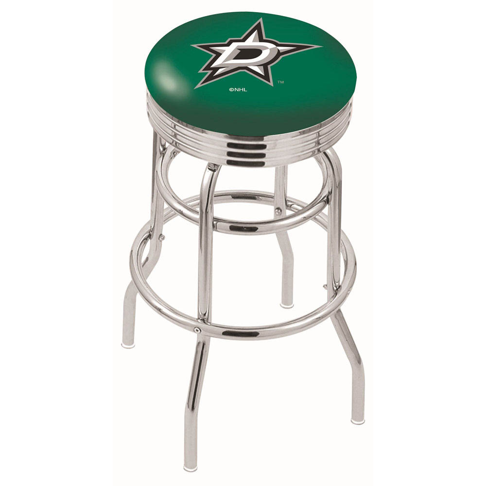L7C3 - inch Chrome 2-Ring Dallas Stars Swivel Bar Stool