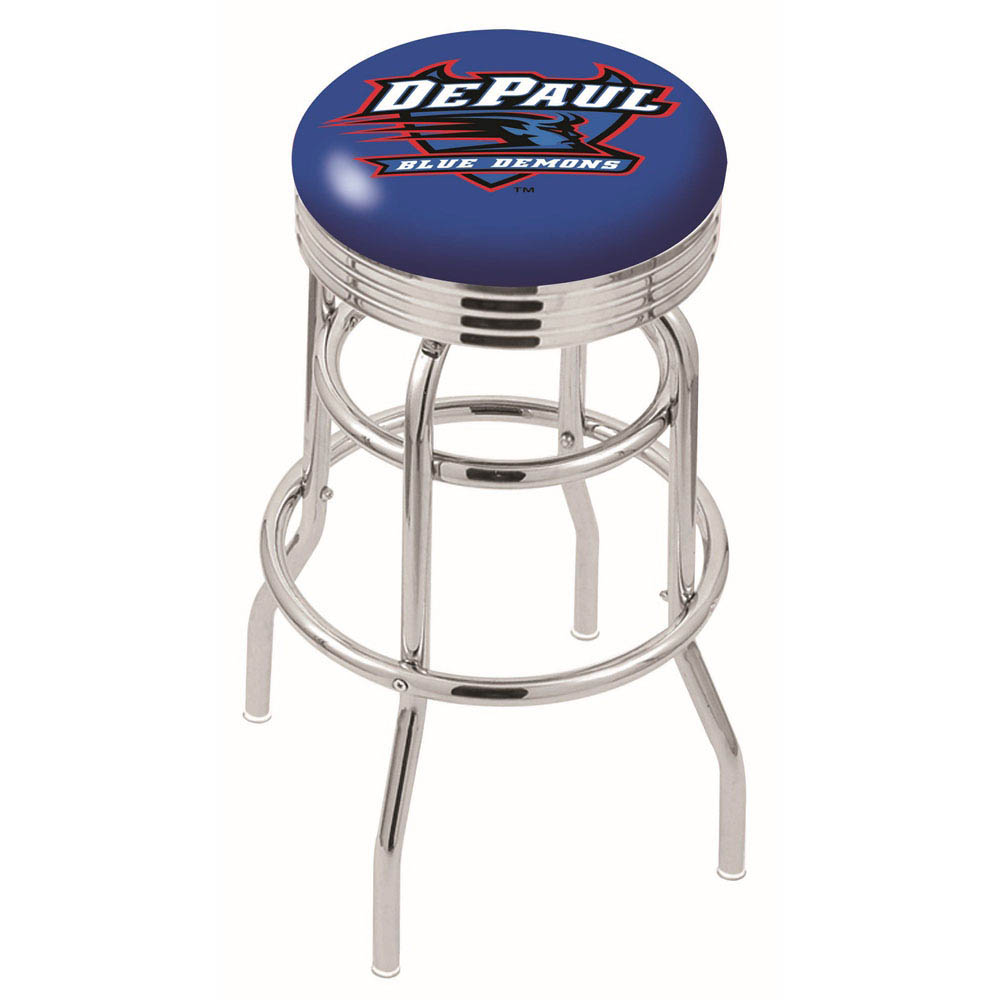 L7C3 - inch Chrome 2-Ring DePaul Swivel Bar Stool