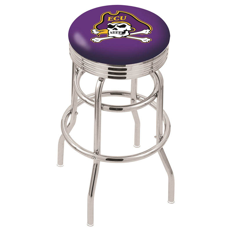 L7C3 - inch Chrome 2-Ring East Carolina Swivel Bar Stool