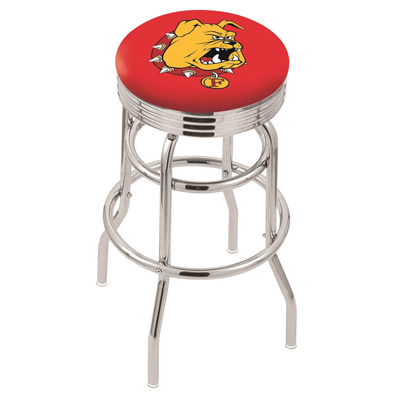L7C3 - inch Chrome 2-Ring Ferris State Swivel Bar Stool