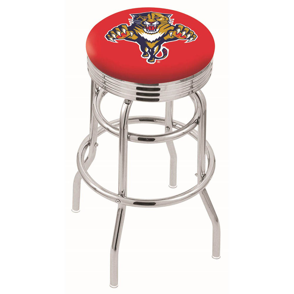 L7C3 - inch Chrome 2-Ring Florida Panthers Swivel Bar Stool