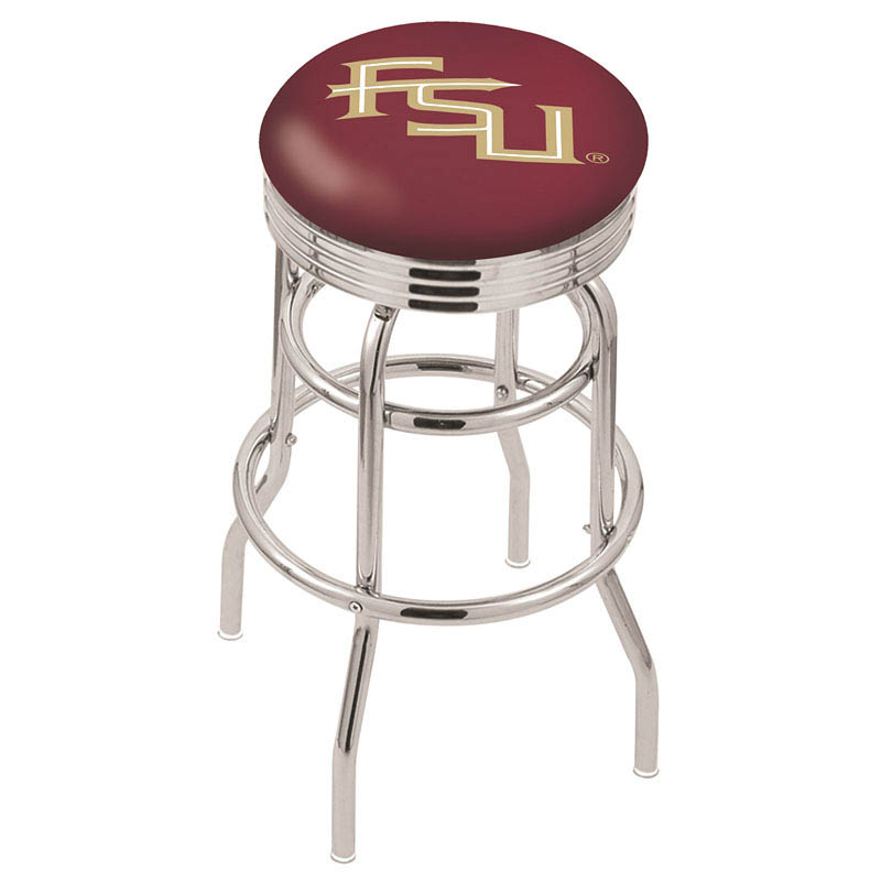 L7C3 - inch Chrome 2-Ring Florida State Swivel Bar Stool