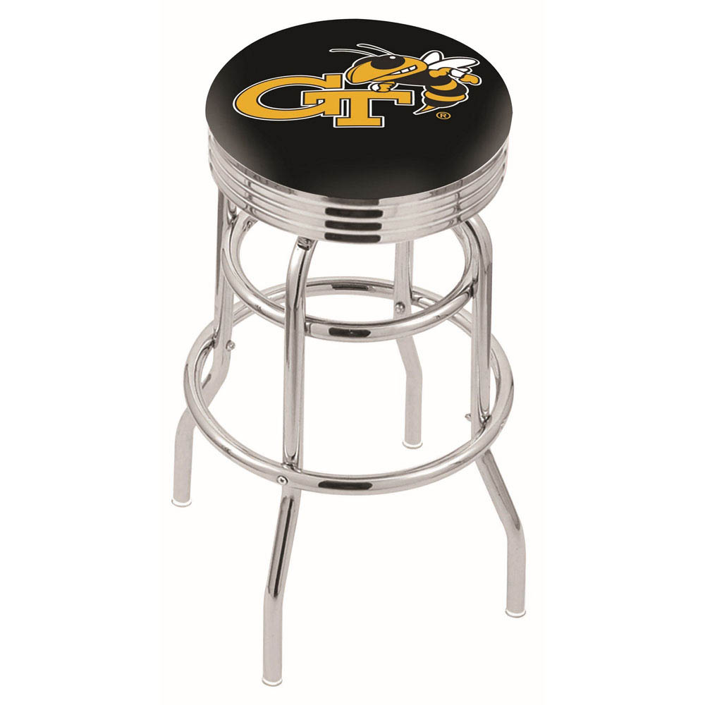 L7C3 - inch Chrome 2-Ring Georgia Tech Swivel Bar Stool
