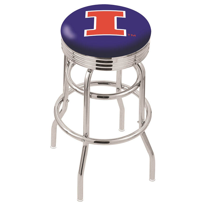 L7C3 - inch Chrome 2-Ring Illinois Swivel Bar Stool