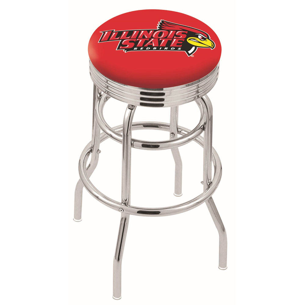 L7C3 - inch Chrome 2-Ring Illinois State Swivel Bar Stool