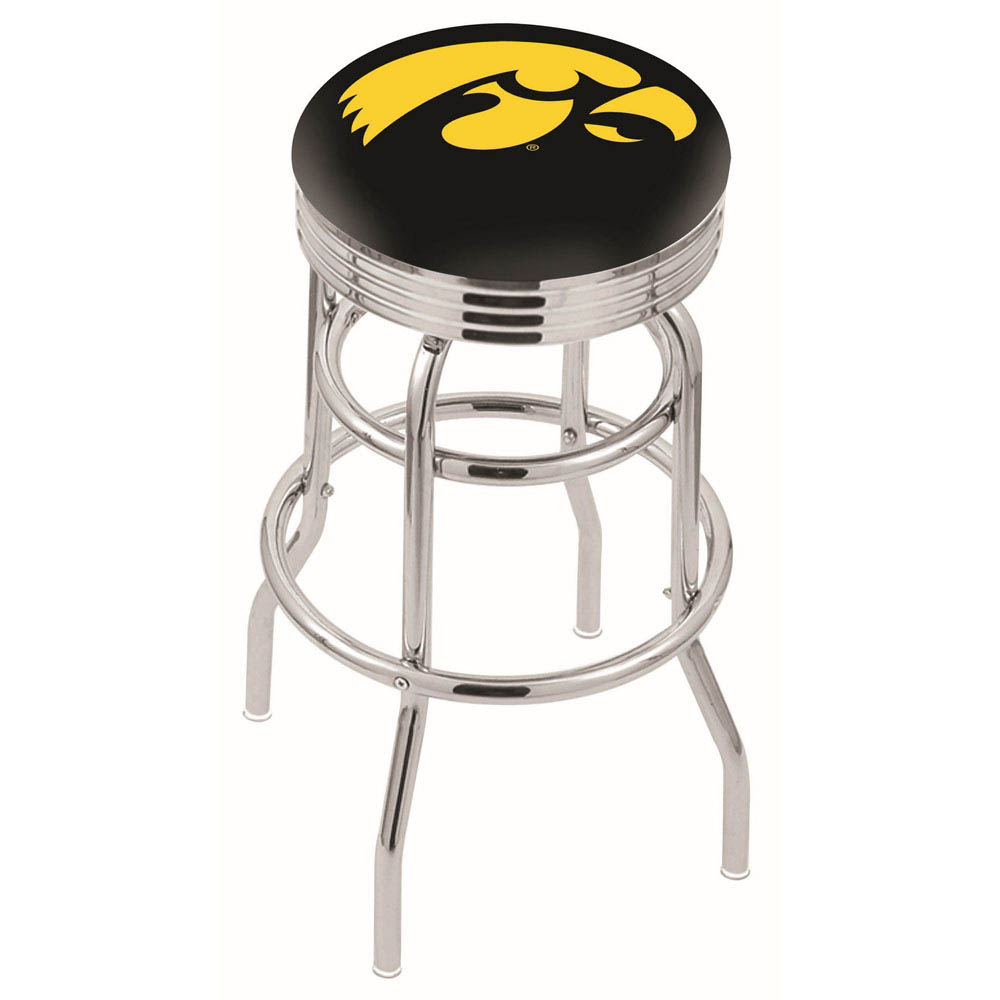 L7C3 - inch Chrome 2-Ring Iowa Swivel Bar Stool