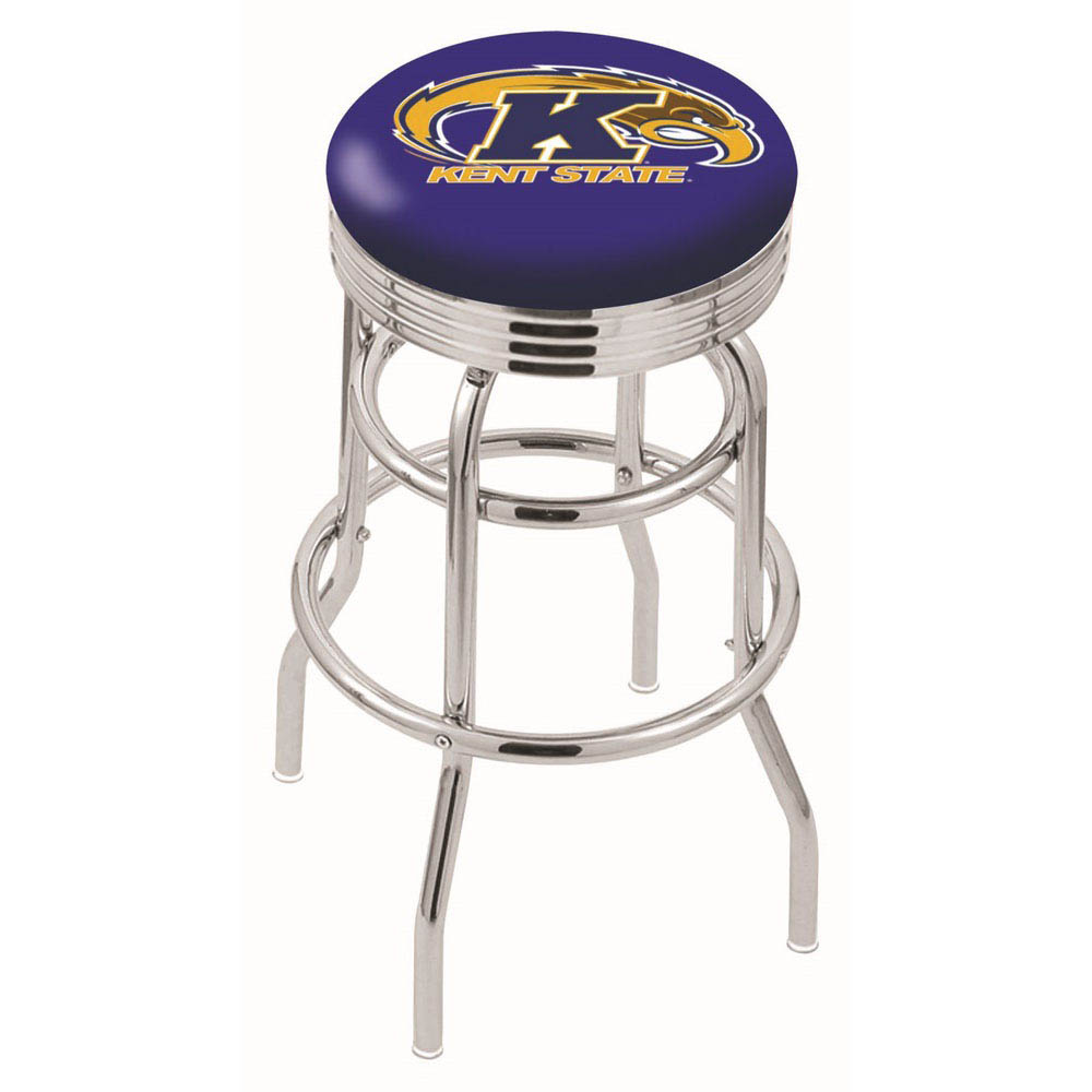 L7C3 - inch Chrome 2-Ring Kent State Swivel Bar Stool