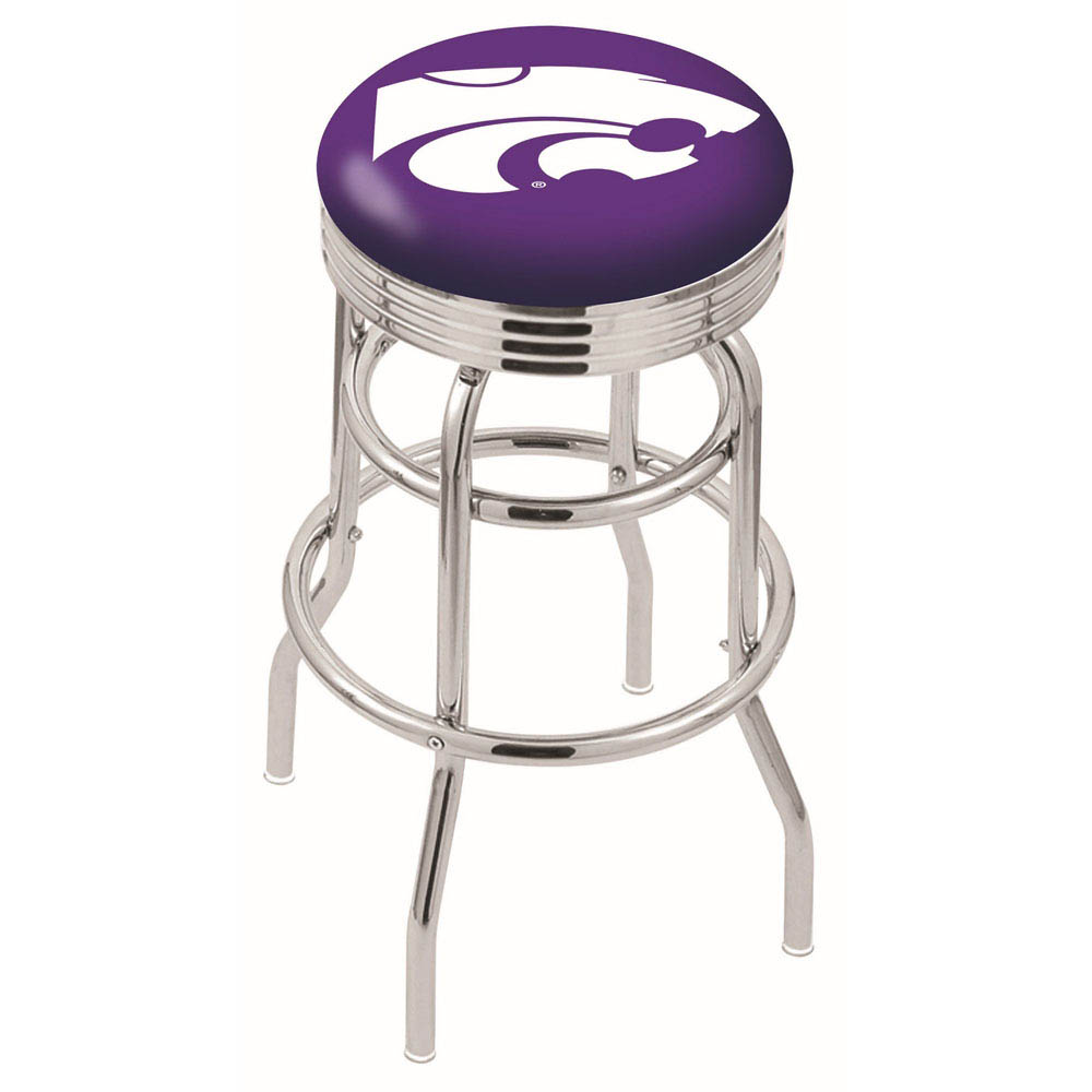 L7C3 - inch Chrome 2-Ring Kansas State Swivel Bar Stool