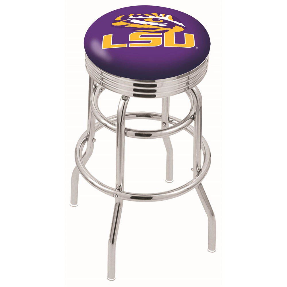 L7C3 - inch Chrome 2-Ring Louisiana State Swivel Bar Stool