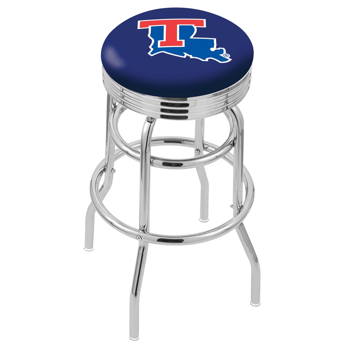 L7C3 - inch Chrome 2-Ring Louisiana Tech Swivel Bar Stool