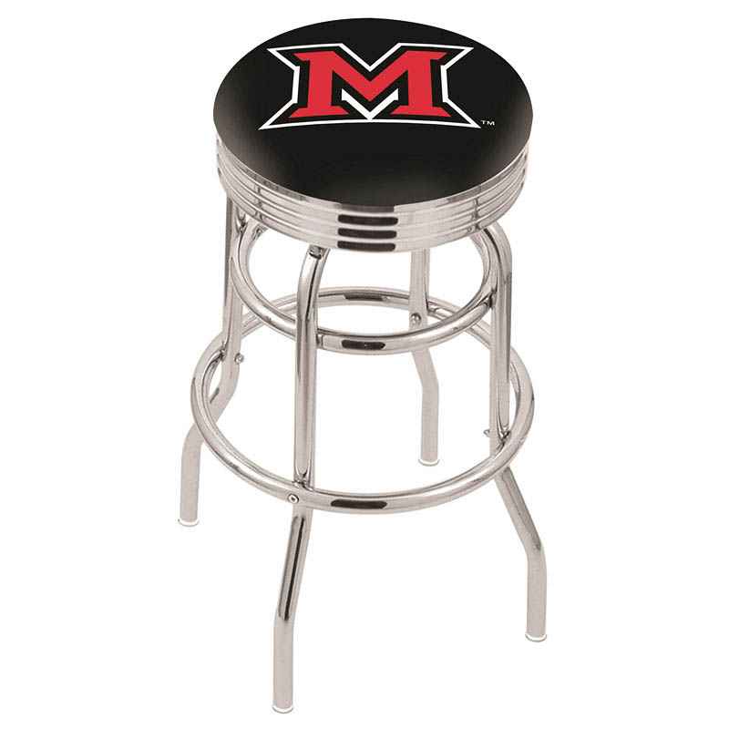L7C3 - inch Chrome 2-Ring Miami of Ohio Swivel Bar Stool