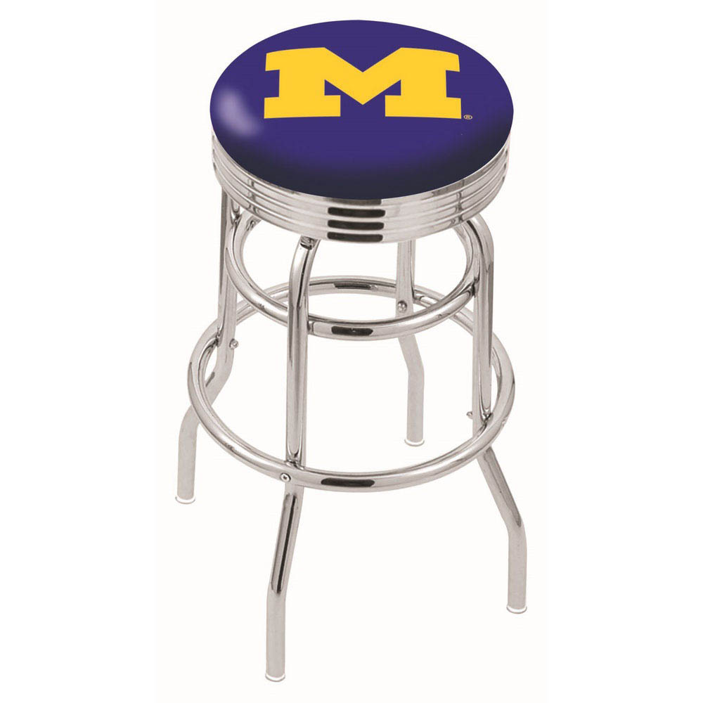 L7C3 - 25 inch Chrome 2-Ring Michigan Swivel Bar Stool