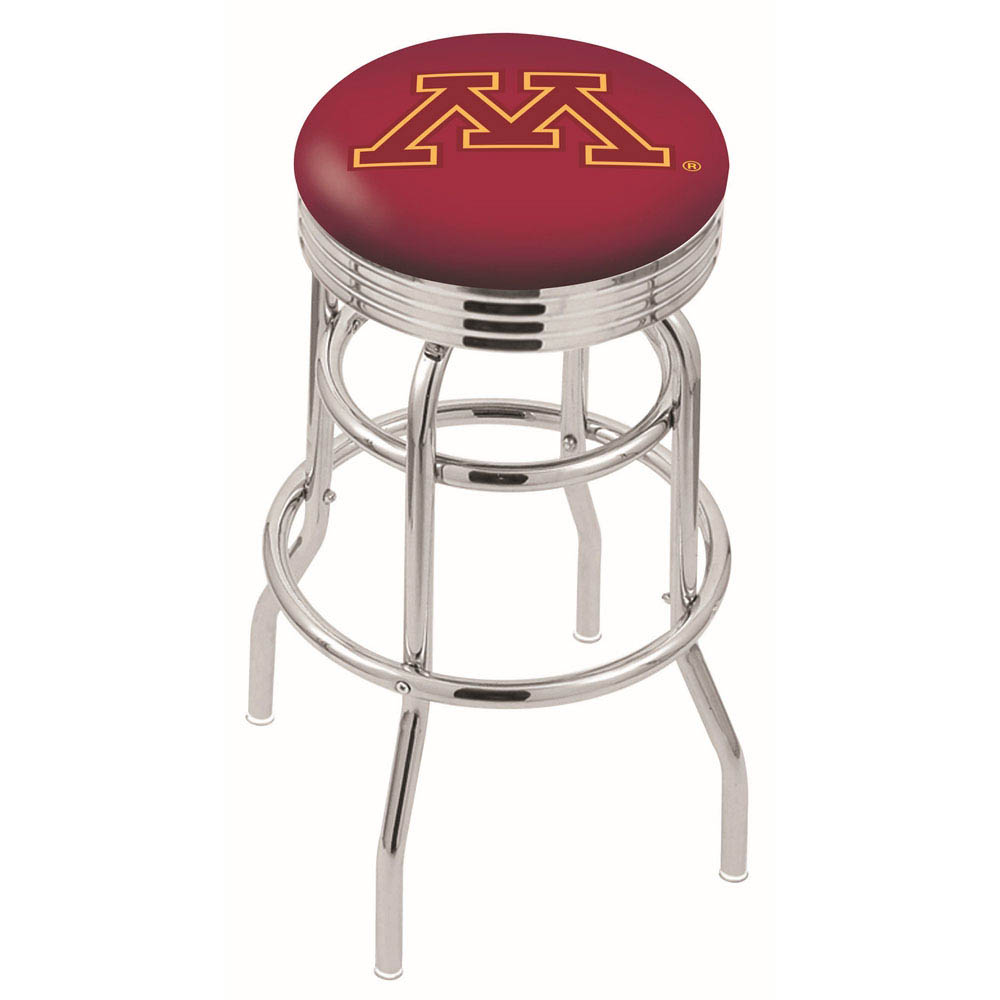 L7C3 - 25 inch Chrome 2-Ring Minnesota Swivel Bar Stool