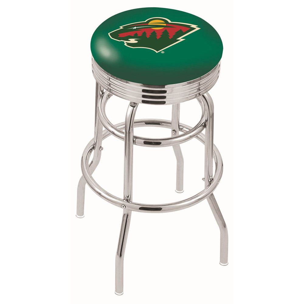 L7C3 - inch Chrome 2-Ring Minnesota Wild Swivel Bar Stool