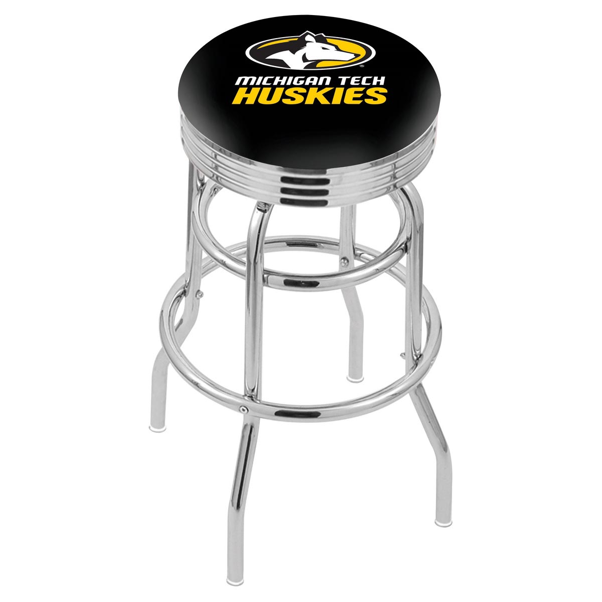 L7C3 - inch Chrome 2-Ring Michigan Tech Swivel Bar Stool