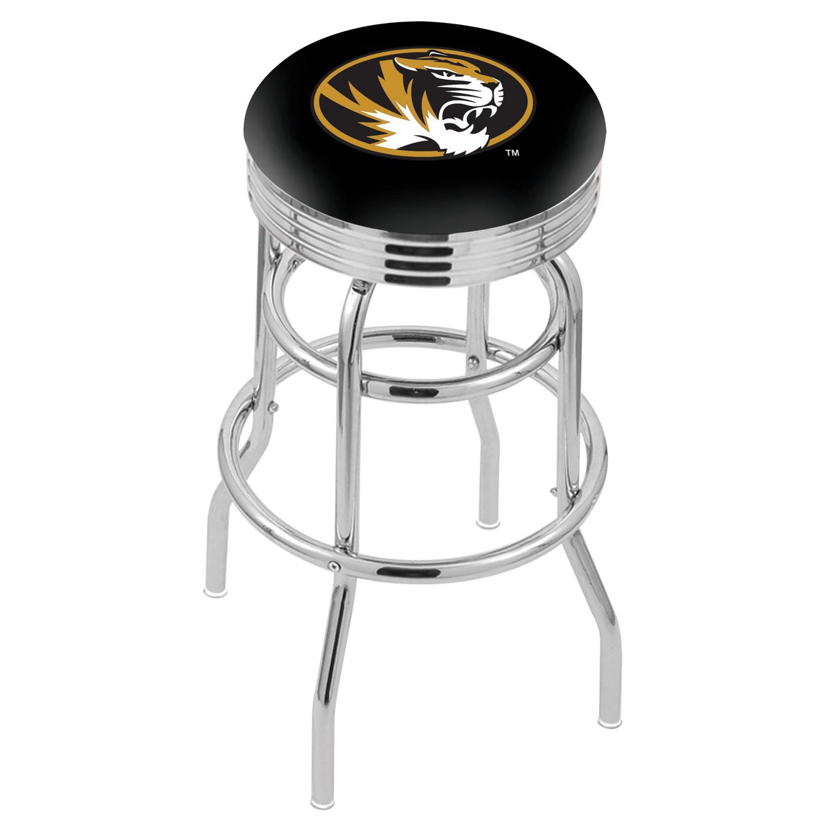 L7C3 - inch Chrome 2-Ring Missouri Swivel Bar Stool