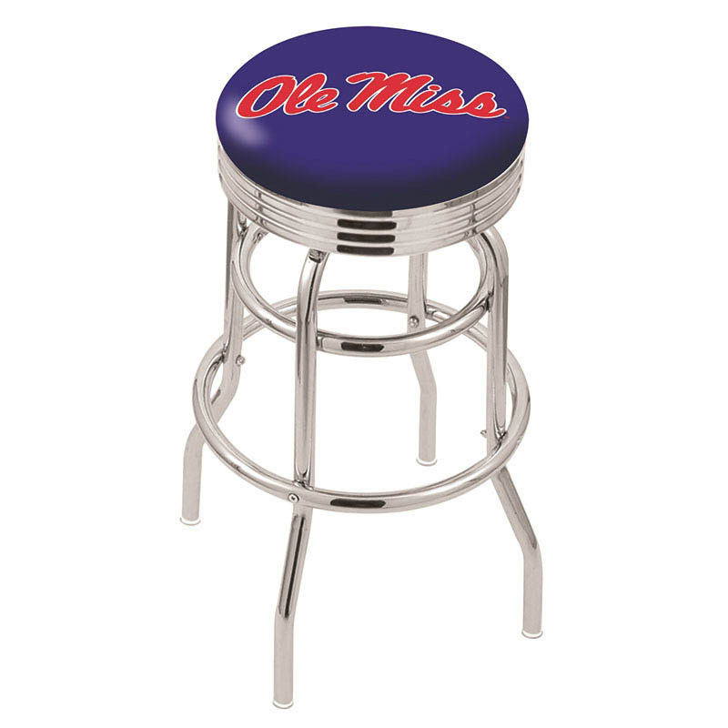 L7C3 - inch Chrome 2-Ring Ole Miss Swivel Bar Stool