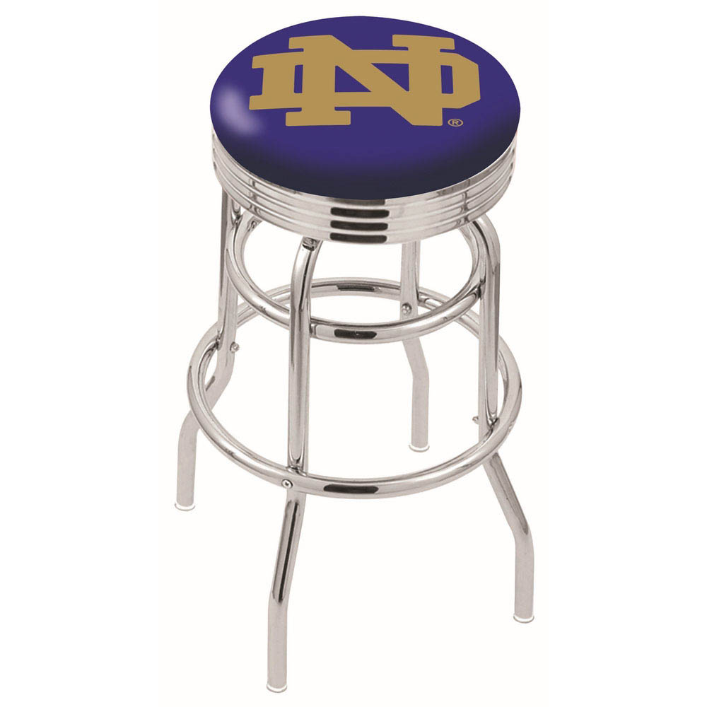 L7C3 - inch Chrome 2-Ring Notre Dame Swivel Bar Stool