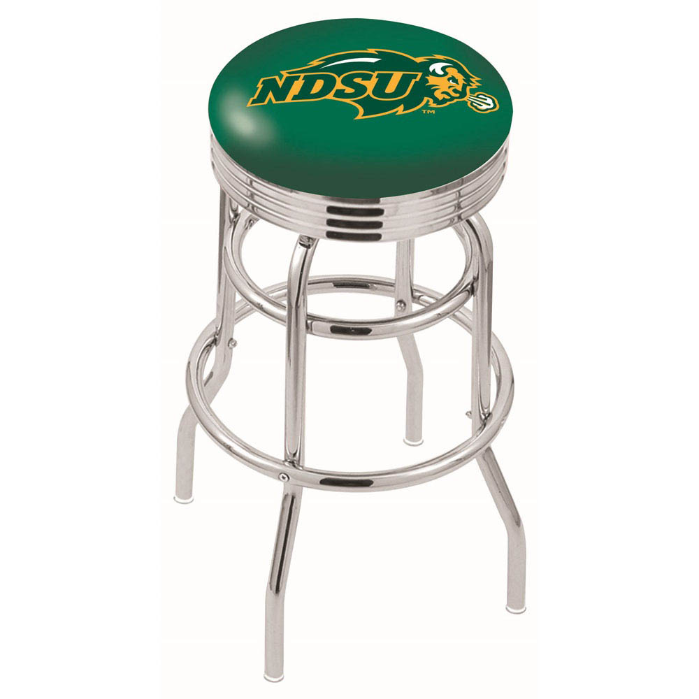 L7C3 - inch Chrome 2-Ring North Dakota State Swivel Bar Stool