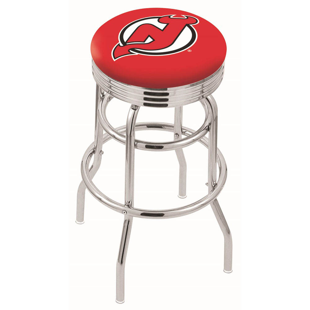 L7C3 - inch Chrome 2-Ring New Jersey Devils Swivel Bar Stool